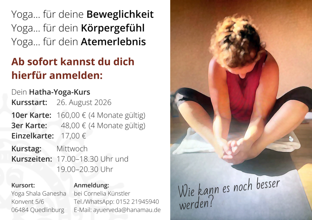 Yoga-Termine ab 26. August 2026